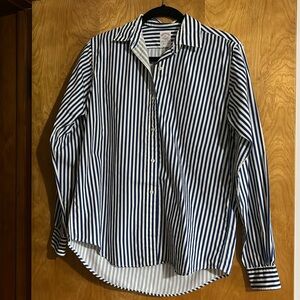 Blue & white striped button up blouse